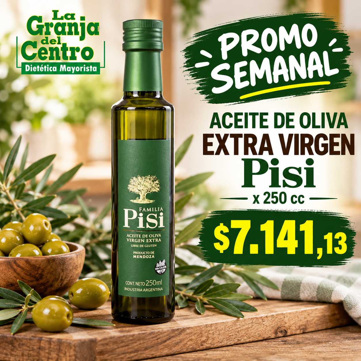 Ofertas y Promociones Aceite de Oliva Extra Virgen Pisi x 250 cc promo semanal
